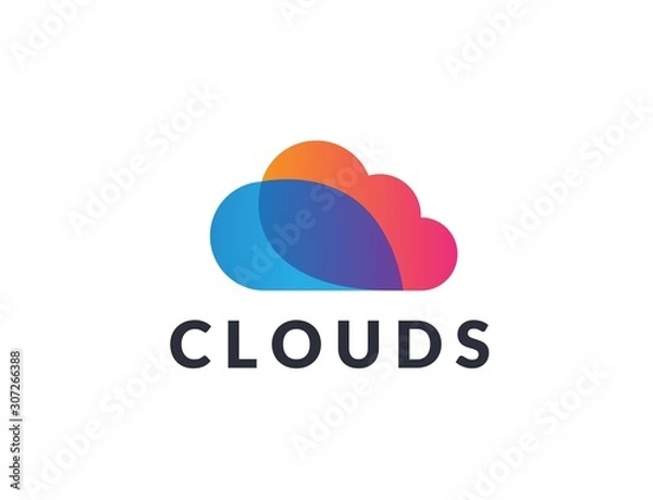 Fototapeta Creative abstract cloud shape icon design. Vector logo graphics