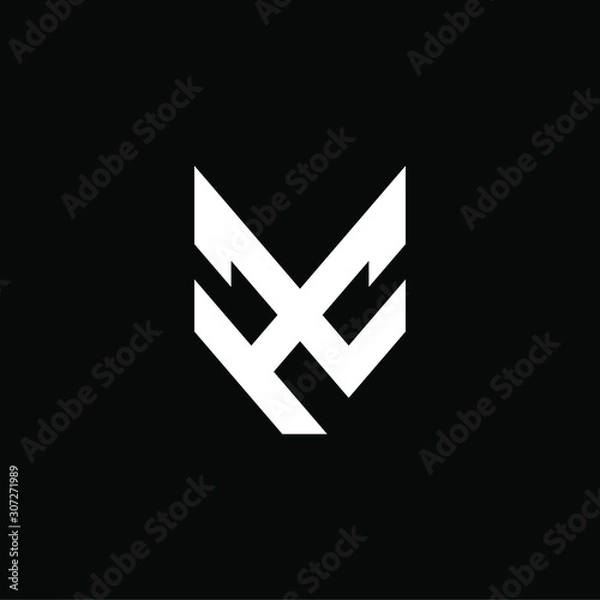 Fototapeta Initial letter X L or H C logo template with fox head simplicity in flat design illustration