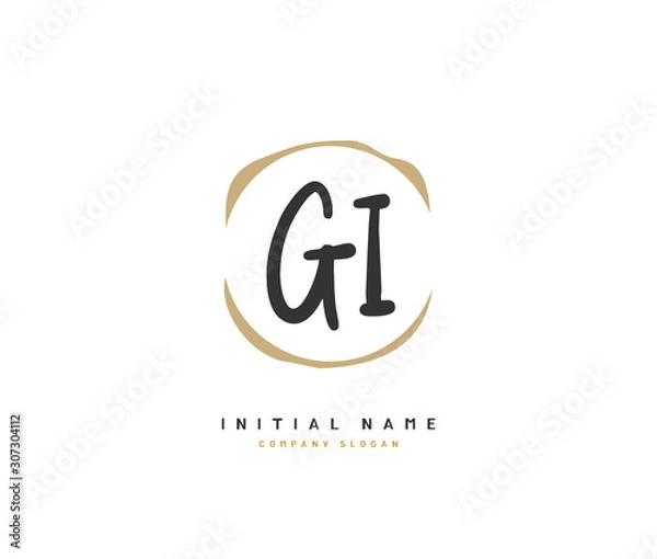 Fototapeta G I GI Beauty vector initial logo, handwriting logo of initial signature, wedding, fashion, jewerly, boutique, floral and botanical with creative template for any company or business.