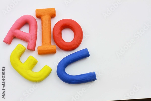 Fototapeta vowels a e i o u background white