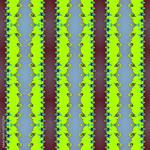 Fototapeta Ornamental striped endless pattern - blue green purple design tile in vintage style