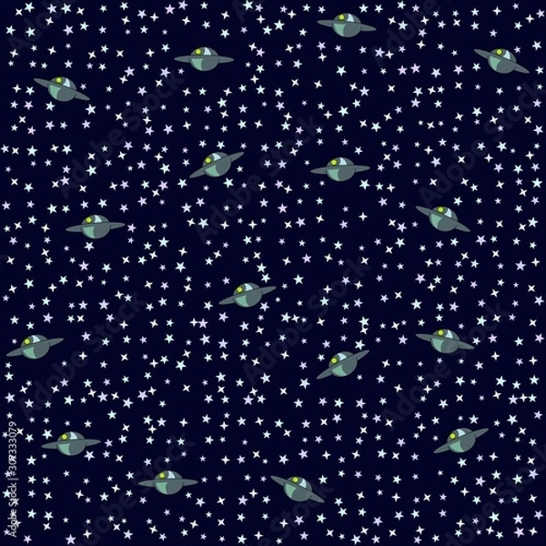 Fototapeta Endless pattern with flying saucers