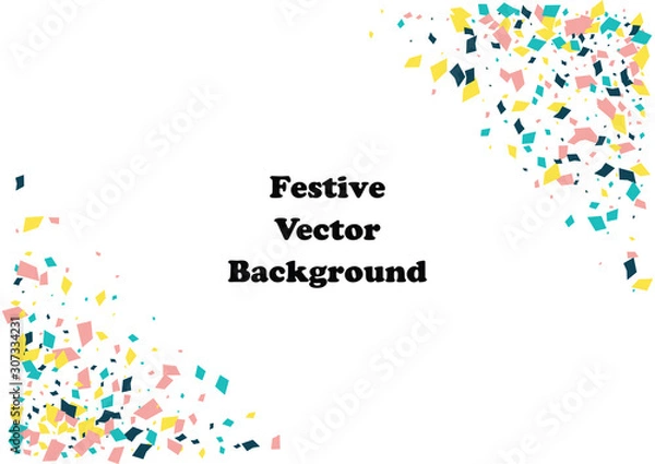 Fototapeta Festive color rectangle confetti background. Abstract frame confetti texture for holiday, postcard, poster, website, carnivals, birthday and children's parties. Cover confetti mock-up. Wedding card