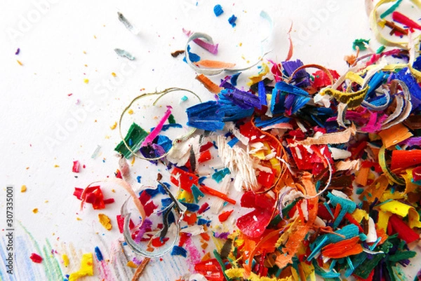 Fototapeta Colorful pencil flakes confetti