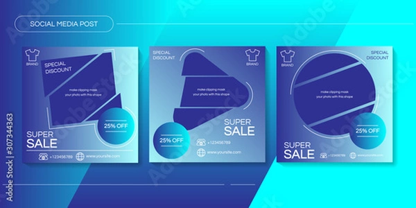 Fototapeta fashion social media post template for promotion. Editable photo frames, stories, backgrounds, banners