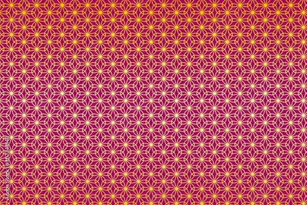 Fototapeta 和柄 輪違い麻の葉 花 蓮華色