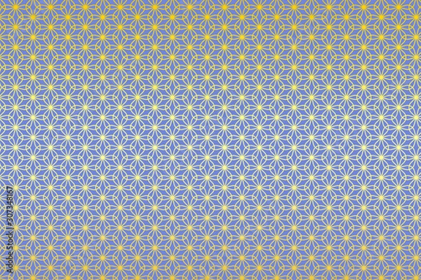 Fototapeta 和柄 輪違い麻の葉 花 すみれ色