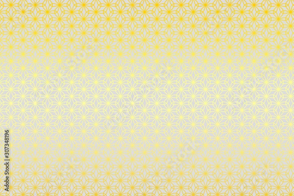 Fototapeta 和柄 輪違い麻の葉 花 薄灰色