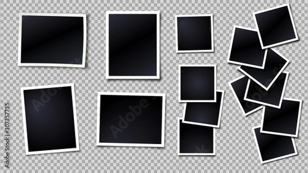 Fototapeta Photo frame. Realistic vector photo frames template on transparent background