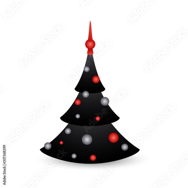 Obraz Christmas tree cartoon icon isolated on white
