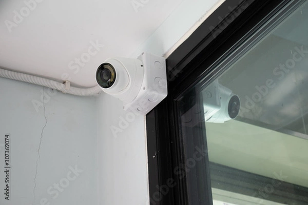 Obraz security cctv camera in the warehouse