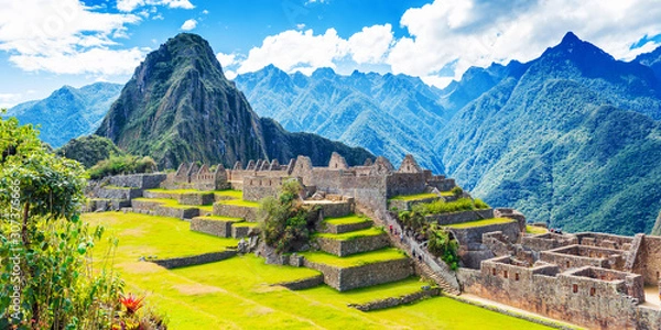 Obraz Widok starożytnego miasta Machu Picchu, Peru.