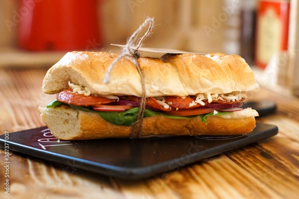 Obraz Sandwich on a restaurant table