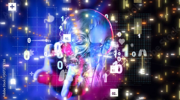 Fototapeta medical network connection with modern virtual screen interface