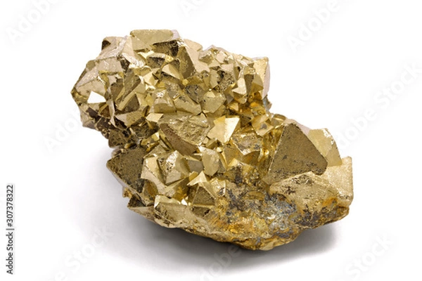 Obraz chalcopyrite yellow stone isolated on white background