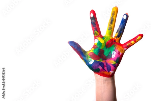 Obraz eine bunte Hand mit Textfreiraum