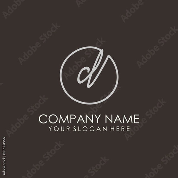Fototapeta CL initials signature logo. Handwritten vector logo template connected to a circle. Hand drawn Calligraphy lettering Vector illustration.