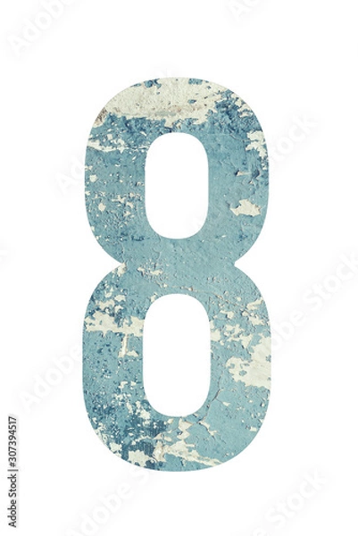 Fototapeta Number 8 on textured background of blue color in rural style