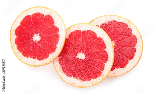 Obraz Fresh cut grapefruit on white background