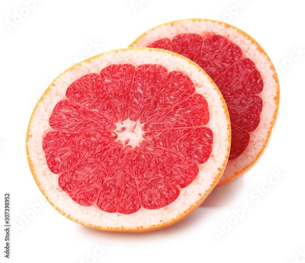 Obraz Fresh cut grapefruit on white background