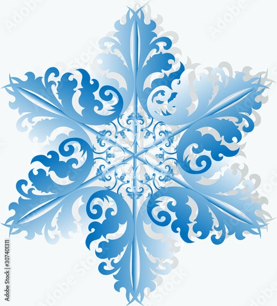 Fototapeta Snowflake on a white background vector illustration