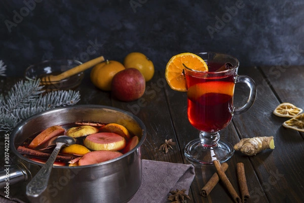 Fototapeta Image with mulled wine.