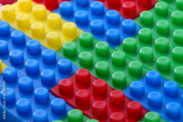 Obraz Plastic toy block over white background