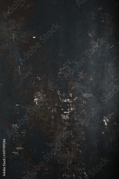 Fototapeta Dark moody black with grey concrete texture or background. With place for text and image