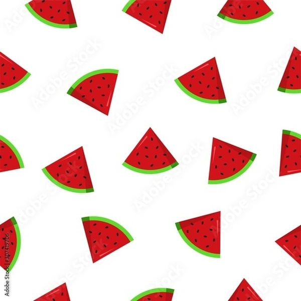 Fototapeta Seamless watermelon slices icon. Watermelon vector pattern background