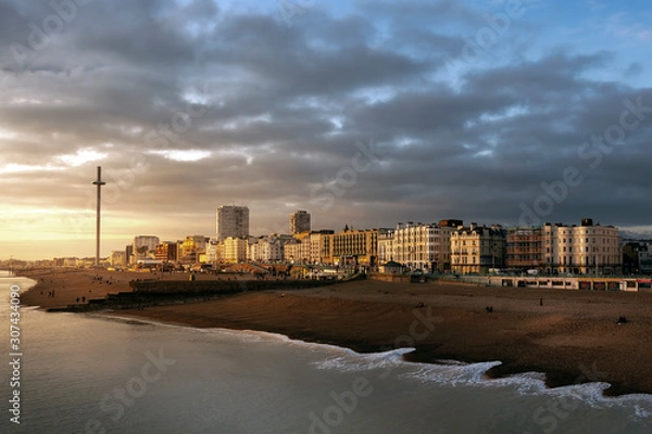 Obraz pastelowy zachód słońca w Brighton w Wielkiej Brytanii