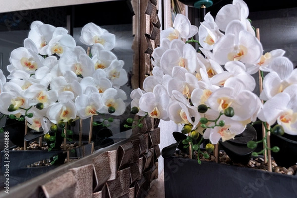 Obraz White flowers with texture 