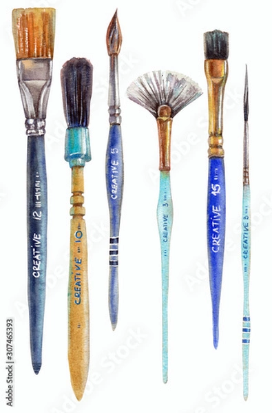 Fototapeta Watercolor illustrations - various brushes for creativity