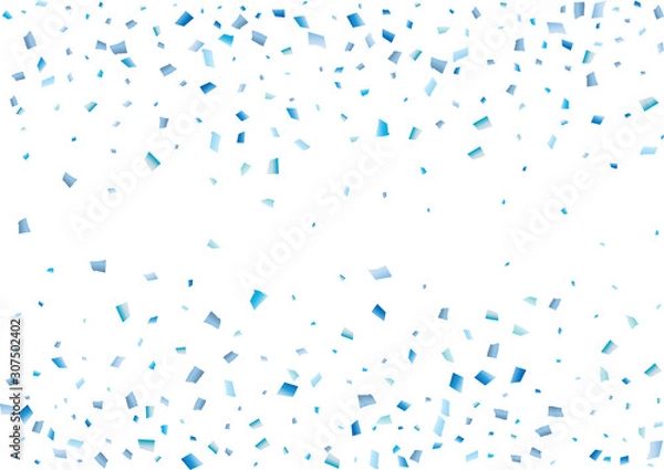 Fototapeta Festive blue rectangle confetti background. Abstract frame confetti texture for holiday, postcard, poster, website, carnival, birthday, children's parties. Cover confetti mock-up. Wedding card layout