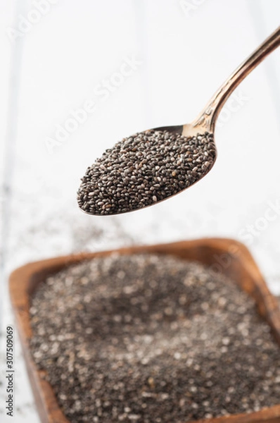 Fototapeta Chia seeds in a spoon