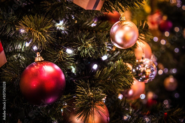 Obraz Christmas tree lights gifts 