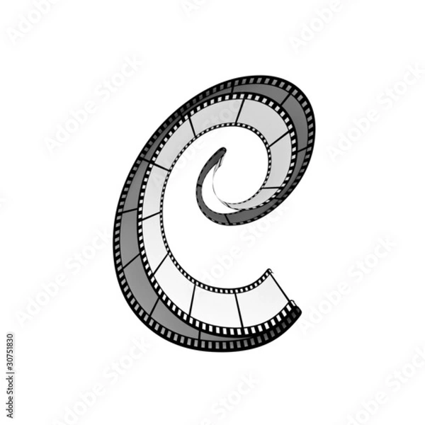 Obraz Filmstrip font. Front view. Letter c
