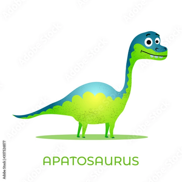 Fototapeta Cute dinosaur Apatosaurus cartoon drawn for tee print. Vector