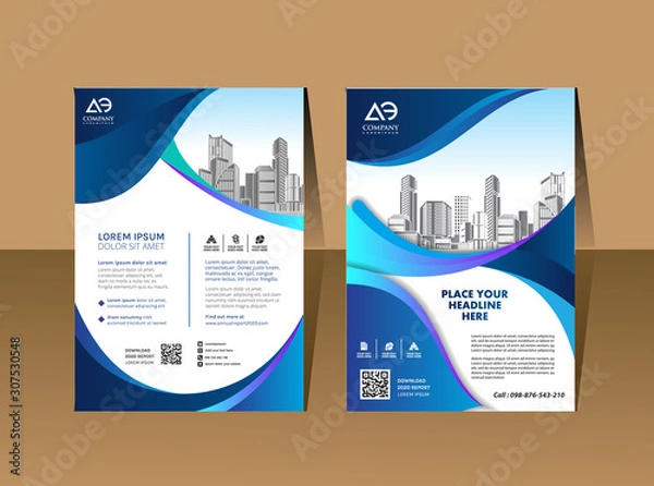 Fototapeta Corporate flyer, layout template. with elements and placeholder for picture.
