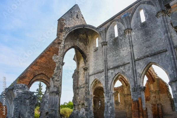 Fototapeta Zsambek Church Ruins, situated near Budapest, Hungary. Construction started in 1220, it was rebuilt after that, then an earthquake in 1763 ruined the church once again. 