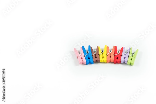 Obraz Wood clothes isolated on white background