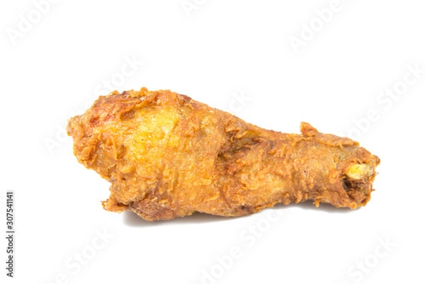 Obraz crispy fried chicken leg on a white background
