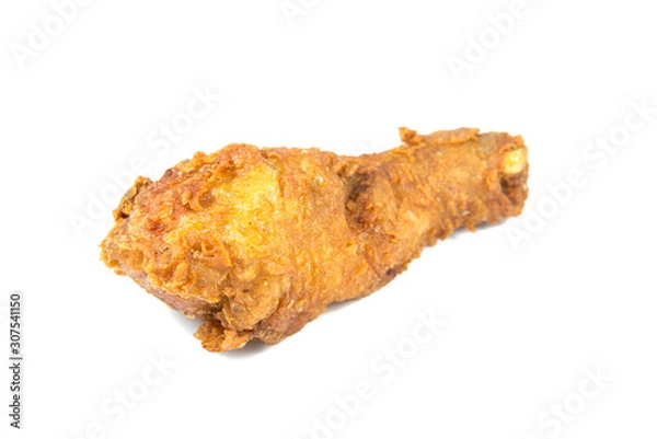 Obraz crispy fried chicken leg on a white background