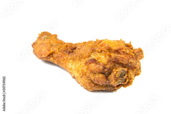 Obraz crispy fried chicken leg on a white background