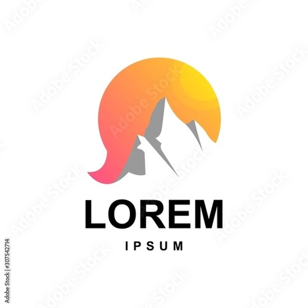 Fototapeta mountain with bubble chat logo design