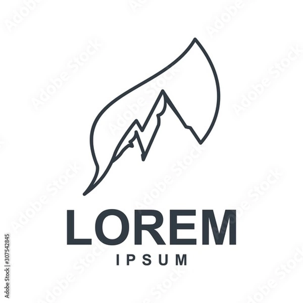 Obraz mountain with leaf logo design
