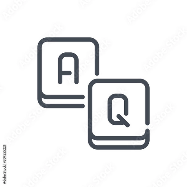 Fototapeta Answer and question game line icon. Crossword game vector outline sign.