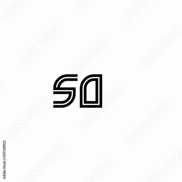 Fototapeta Initial outline letter SO style template