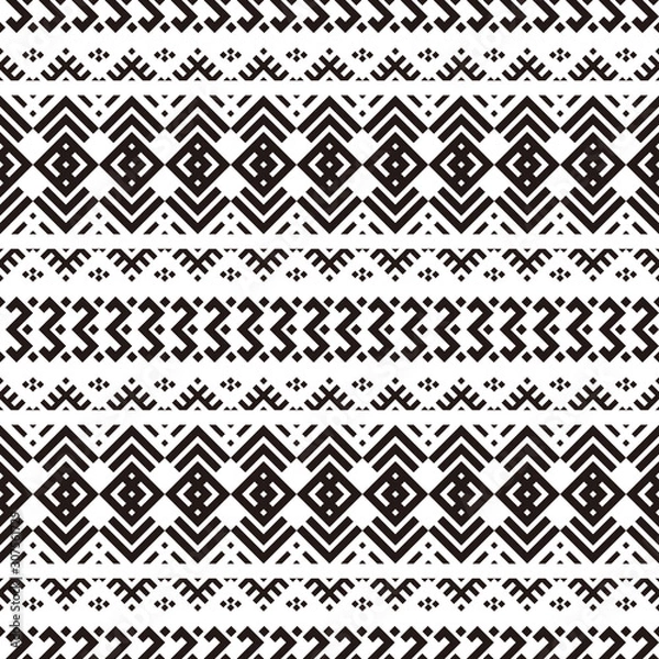 Obraz Seamless Etnic Pattern in black and white color. BW Tribal Aztec Pattern