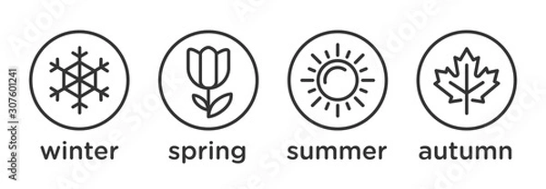 Obraz Four seasons icon set - winter, spring, summer, autumn vector illustration