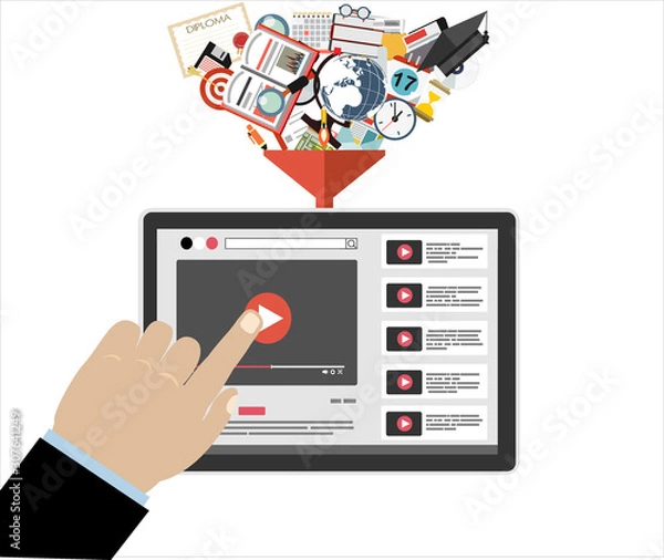 Fototapeta Online education concept. Vector illustration